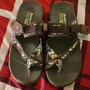 Skechers Womens Sandals - Brown and Blue